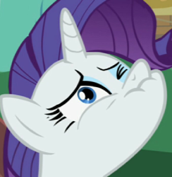 Size: 266x272 | Tagged: safe, screencap, character:rarity, species:pony, species:unicorn, episode:sisterhooves social, g4, my little pony: friendship is magic, cropped, faec, funny face, lip bite, popeye, rareye the sailormare, reaction image, solo