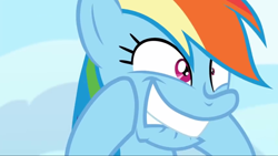 Size: 1920x1080 | Tagged: safe, screencap, character:rainbow dash, episode:grannies gone wild, g4, my little pony: friendship is magic, season 8, excited, faec, lip bite, rainbow dash is best facemaker, solo