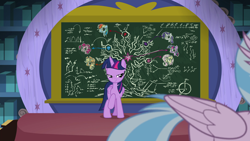 Size: 1920x1080 | Tagged: safe, screencap, character:silverstream, character:twilight sparkle, character:twilight sparkle (alicorn), species:alicorn, species:pony, episode:what lies beneath, g4, my little pony: friendship is magic, chalkboard, dat butt, eyes on the prize, female, looking at something, mare, meme, raised hoof, solo focus