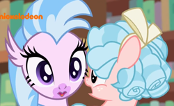 Size: 1066x652 | Tagged: safe, screencap, character:cozy glow, character:silverstream, species:classical hippogriff, species:hippogriff, episode:what lies beneath, g4, my little pony: friendship is magic, bow, cute, diastreamies, female, filly, foal, front view