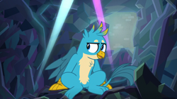 Size: 1280x720 | Tagged: safe, screencap, character:gallus, species:griffon, episode:what lies beneath, g4, my little pony: friendship is magic, light rays, male, paws, solo
