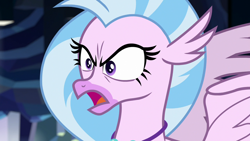 Size: 1280x720 | Tagged: safe, screencap, character:silverstream, species:hippogriff, episode:what lies beneath, g4, my little pony: friendship is magic, angry, female, jewelry, necklace, open mouth, solo
