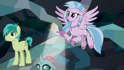 Size: 1280x720 | Tagged: safe, screencap, character:ocellus, character:sandbar, character:silverstream, species:changedling, species:classical hippogriff, species:earth pony, species:hippogriff, species:pony, episode:what lies beneath, g4, my little pony: friendship is magic, female, male, wings