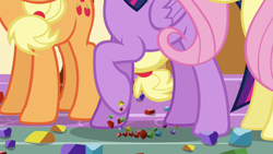 Size: 1280x720 | Tagged: safe, screencap, character:applejack, character:fluttershy, character:twilight sparkle, character:twilight sparkle (alicorn), species:alicorn, species:pony, episode:maud pie, g4, my little pony: friendship is magic, rock