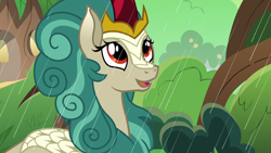 Size: 1280x720 | Tagged: safe, screencap, character:rain shine, species:kirin, episode:sounds of silence, g4, my little pony: friendship is magic, cute, female, looking up, shineabetes, smiling, solo, when she smiles