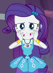 Size: 622x861 | Tagged: safe, screencap, character:rarity, equestria girls:rollercoaster of friendship, g4, my little pony:equestria girls, cropped, female, geode of shielding, solo, stressed