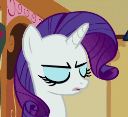 Size: 264x241 | Tagged: safe, screencap, character:rarity, species:pony, species:unicorn, episode:ponyville confidential, g4, my little pony: friendship is magic, animated, female, gasp, gif, mare, narrowed eyes, reaction image, solo