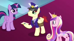 Size: 1920x1080 | Tagged: safe, screencap, character:princess cadance, character:twilight sparkle, character:twilight sparkle (alicorn), species:alicorn, species:pony, episode:school raze, g4, my little pony: friendship is magic, care package, mailpony, special delivery