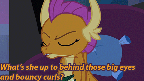 Size: 500x281 | Tagged: safe, screencap, character:smolder, species:dragon, episode:school raze, g4, my little pony: friendship is magic, animated, dragoness, female, gif, implied cozy glow, solo, subtitles
