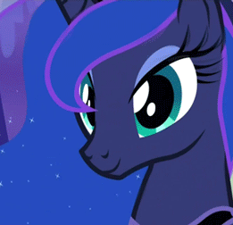 Size: 261x252 | Tagged: safe, screencap, character:princess luna, species:alicorn, species:pony, episode:sleepless in ponyville, g4, my little pony: friendship is magic, animated, bust, cropped, cute, ethereal mane, female, galaxy mane, gif, grin, happy, looking at you, lunabetes, mare, one eye closed, portrait, smiling, solo, squee, wink