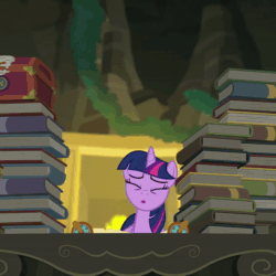 Size: 1080x1080 | Tagged: safe, screencap, character:twilight sparkle, character:twilight sparkle (alicorn), species:alicorn, species:pony, equestria girls:forgotten friendship, g4, my little pony:equestria girls, adorkable, animated, book, chest, cropped, cute, dork, egghead, egghead sparkle, eyes closed, faec, fireplace, hoofy-kicks, library, nerd, scroll, solo, sound, that pony sure does love books, webm