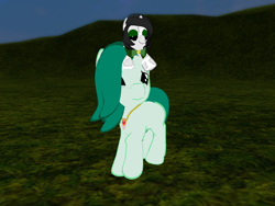 Size: 1024x768 | Tagged: safe, screencap, oc, oc:emerald jewel, oc:joyride, species:earth pony, species:pony, amulet, child, colt, colt quest, concerned, doll, femboy, foal, game, hair over one eye, jewelry, male, screenshots, second life, solo, toy, worried