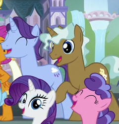 Size: 327x341 | Tagged: safe, screencap, character:november rain, character:rarity, character:smolder, species:earth pony, species:pony, species:unicorn, episode:school daze, g4, my little pony: friendship is magic, clever musings, cropped, cute, cutie mark, eyes closed, female, friendship always wins, friendship student, male, mare, novemberbetes, offscreen character, smiling
