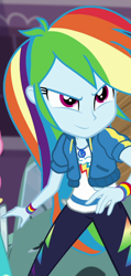 Size: 456x962 | Tagged: safe, screencap, character:rainbow dash, equestria girls:forgotten friendship, g4, my little pony:equestria girls, confident, cropped, geode of super speed, magical geodes, solo, solo focus