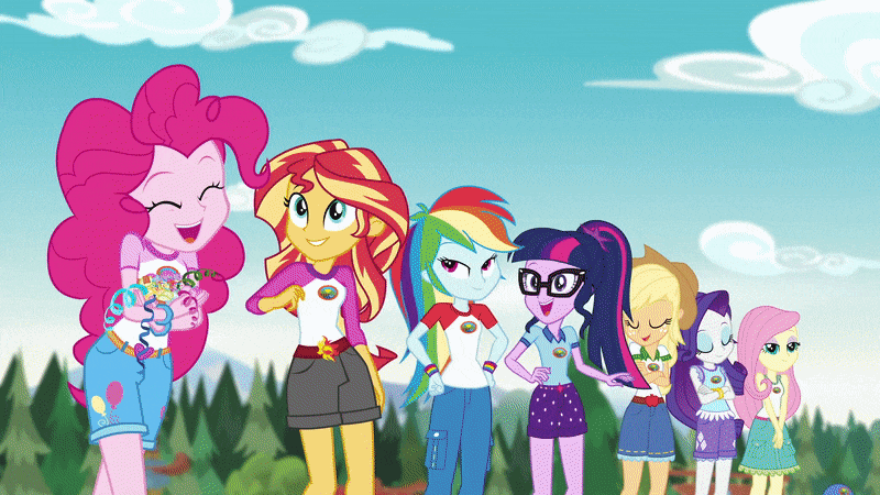 Size: 800x450 | Tagged: safe, screencap, character:applejack, character:fluttershy, character:pinkie pie, character:rainbow dash, character:rarity, character:spike, character:spike (dog), character:sunset shimmer, character:twilight sparkle, character:twilight sparkle (scitwi), species:dog, species:eqg human, equestria girls:legend of everfree, g4, my little pony:equestria girls, animated, clothing, converse, everything is ruined, explosion, gif, goddammit pinkie, humane five, humane seven, humane six, lake, now you fucked up, party grenade, pier, shoes, you dun goofed