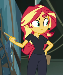 Size: 844x1001 | Tagged: safe, screencap, character:sunset shimmer, episode:all the world's off stage, g4, my little pony:equestria girls, all the world's off stage: micro chips, cropped, cute, director shimmer, shimmerbetes, solo