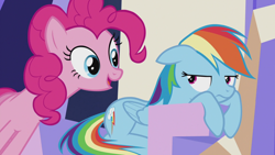 Size: 1920x1080 | Tagged: safe, screencap, character:pinkie pie, character:rainbow dash, species:pony, episode:the lost treasure of griffonstone, g4, my little pony: friendship is magic