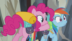 Size: 1920x1080 | Tagged: safe, screencap, character:pinkie pie, character:rainbow dash, species:pony, episode:the lost treasure of griffonstone, g4, my little pony: friendship is magic, plot