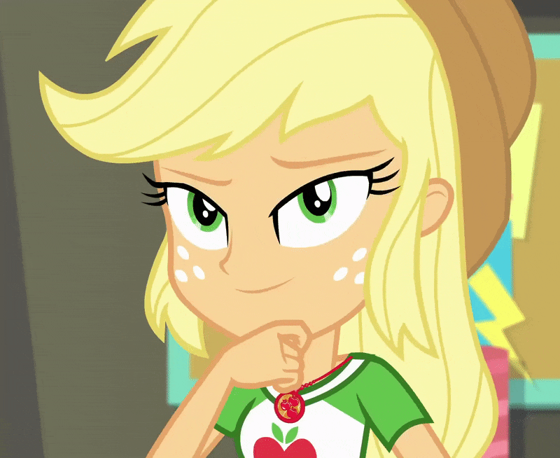 Size: 800x654 | Tagged: safe, screencap, character:applejack, equestria girls:rollercoaster of friendship, g4, my little pony:equestria girls, animated, cropped, geode of super strength, gif, magical geodes, one eye closed, solo, thumbs up, wink