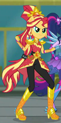 Size: 438x881 | Tagged: safe, screencap, character:sunset shimmer, character:twilight sparkle, character:twilight sparkle (scitwi), species:eqg human, episode:super squad goals, g4, my little pony:equestria girls, cropped, crystal guardian, geode of empathy, magical geodes, ponied up