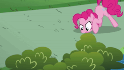 Size: 1280x720 | Tagged: safe, screencap, character:pinkie pie, species:earth pony, species:pony, episode:the one where pinkie pie knows, g4, my little pony: friendship is magic, animated, behaving like a dog, bush, female, leaf, puppy pie, scratching, sneezing, sniffing, solo, sound, webm
