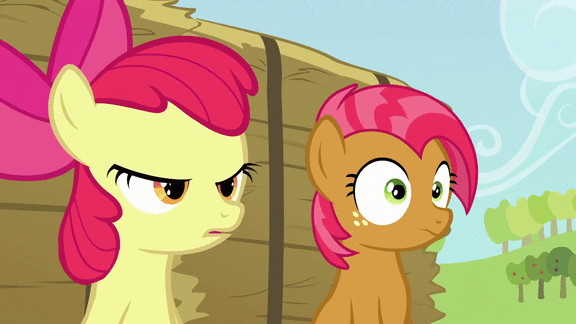 Size: 576x324 | Tagged: safe, screencap, character:apple bloom, character:applejack, character:babs seed, episode:apple family reunion, g4, my little pony: friendship is magic, animated