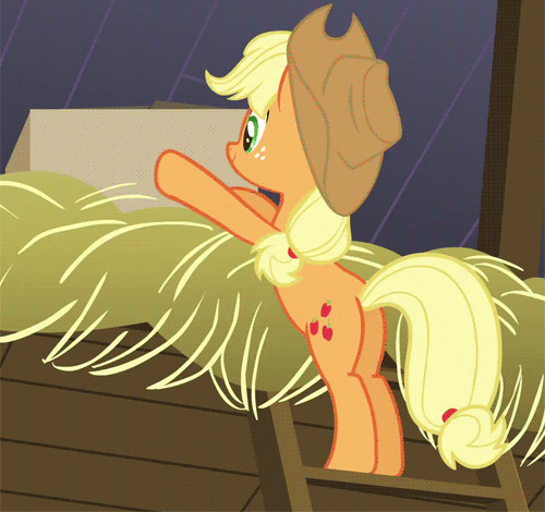 Size: 500x470 | Tagged: safe, screencap, character:applejack, episode:apple family reunion, g4, my little pony: friendship is magic, animated, bipedal, box