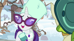 Size: 1280x720 | Tagged: safe, screencap, character:pistachio, character:rarity, species:pony, episode:best gift ever, g4, my little pony: friendship is magic, blushing