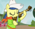Size: 396x328 | Tagged: safe, screencap, character:fiddlesticks, species:earth pony, species:pony, episode:apple family reunion, g4, my little pony: friendship is magic, apple family member, background pony, clothing, cowboy hat, cropped, eyes closed, female, hat, mare, shirt, solo, stetson, violin