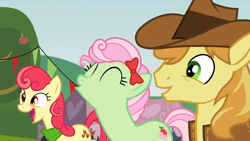 Size: 608x344 | Tagged: safe, screencap, character:apple bumpkin, character:braeburn, character:florina tart, episode:apple family reunion, g4, my little pony: friendship is magic, apple family member, reaction image