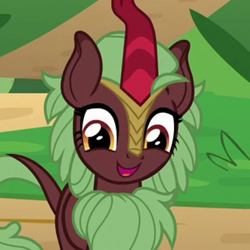Size: 400x400 | Tagged: safe, screencap, character:cinder glow, character:summer flare, species:kirin, episode:sounds of silence, g4, my little pony: friendship is magic, background kirin, cinderbetes, cropped, cute, dawwww, female, happy, kirinbetes, open mouth, smiling, solo