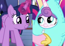 Size: 640x447 | Tagged: safe, screencap, character:princess cadance, character:princess flurry heart, character:twilight sparkle, character:twilight sparkle (alicorn), species:alicorn, species:pony, episode:a flurry of emotions, episode:best gift ever, g4, my little pony: friendship is magic, baby, baby pony, best aunt ever, cute, flurrybetes, star flurry heart, twiabetes