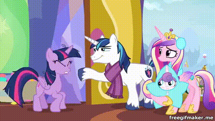 Size: 444x250 | Tagged: safe, screencap, character:princess cadance, character:princess flurry heart, character:shining armor, character:twilight sparkle, character:twilight sparkle (alicorn), species:alicorn, species:pony, episode:best gift ever, g4, my little pony: friendship is magic, animated, cute, dithering, faec, flurrybetes, gif, twiabetes