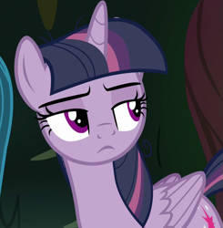 Size: 707x720 | Tagged: safe, screencap, character:mean twilight sparkle, species:alicorn, species:pony, episode:the mean 6, g4, my little pony: friendship is magic, clone, cropped, disinterested, dismissive, female, lidded eyes, offscreen character