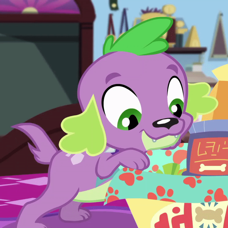 Size: 800x800 | Tagged: safe, screencap, character:spike, character:spike (dog), species:dog, episode:reboxing with spike!, g4, my little pony:equestria girls, animated, clothing, collar, cropped, cute, fangs, gif, gift art, green eyes, looking at you, loop, paws, smiling, spikabetes, tail, tail wag, treats