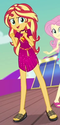 Size: 386x797 | Tagged: safe, screencap, character:fluttershy, character:sunset shimmer, episode:i'm on a yacht, g4, my little pony:equestria girls, cropped, feet, geode of empathy, looking at you, magical geodes, offscreen character