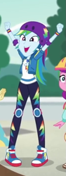 Size: 263x701 | Tagged: safe, screencap, character:lily longsocks, character:rainbow dash, episode:sic skateboard, g4, my little pony:equestria girls, clothing, converse, cropped, cute, dashabetes, female, gallop j. fry, geode of super speed, helmet, magical geodes, pants, shoes, smiling, sneakers, solo focus