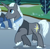 Size: 408x400 | Tagged: safe, screencap, character:south pole, species:pony, species:unicorn, episode:the best night ever, g4, my little pony: friendship is magic, at the gala, background pony, clothing, cropped, male, raised hoof, solo focus, stallion, vest