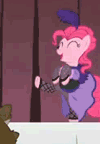 Size: 100x144 | Tagged: safe, screencap, character:pinkie pie, species:pony, episode:over a barrel, g4, my little pony: friendship is magic, animated, cropped, gif, gif for breezies, picture for breezies, saloon dress, saloon pinkie, solo
