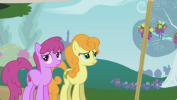 Size: 1280x720 | Tagged: safe, screencap, character:berry punch, character:berryshine, character:carrot top, character:golden harvest, species:pony, episode:swarm of the century, g4, my little pony: friendship is magic