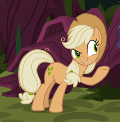 Size: 489x500 | Tagged: safe, screencap, character:mean applejack, species:pony, episode:the mean 6, g4, my little pony: friendship is magic, clone, cropped, devious, evil grin, female, grin, smiling, underhoof