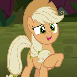 Size: 942x937 | Tagged: safe, screencap, character:mean applejack, species:pony, episode:the mean 6, g4, my little pony: friendship is magic, clone, cropped, female, open mouth, smiling, solo