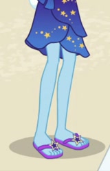 Size: 717x1119 | Tagged: safe, screencap, character:trixie, equestria girls:forgotten friendship, g4, my little pony:equestria girls, feet, flip-flops, legs, pictures of legs