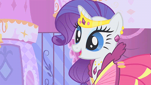 Size: 500x281 | Tagged: safe, screencap, character:rarity, episode:suited for success, g4, my little pony: friendship is magic, animated, clothing, dress, gala dress, jewelry, solo, tiara