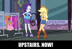 Size: 1280x872 | Tagged: safe, screencap, character:applejack, character:rarity, ship:rarijack, episode:street chic, g4, my little pony:equestria girls, female, lesbian, lidded eyes, shipping, shipping fuel
