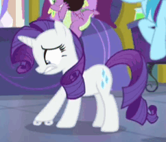 Size: 242x207 | Tagged: safe, screencap, character:rainbow dash, character:rarity, character:spike, species:dragon, species:pegasus, species:pony, species:unicorn, episode:ail-icorn, animated, cropped, gif, rariskate, winged spike