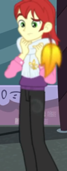 Size: 282x720 | Tagged: safe, screencap, character:nolan north, episode:street chic, g4, my little pony:equestria girls, background human, clothing, leaf, nolan north, pants, scarf