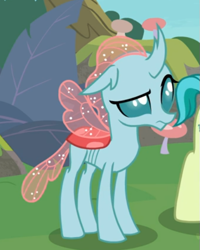 Size: 439x550 | Tagged: safe, screencap, character:ocellus, species:changedling, species:changeling, species:reformed changeling, episode:non-compete clause, g4, my little pony: friendship is magic, cropped, female, offscreen character, raised eyebrow, solo focus