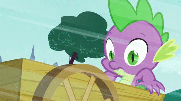 Size: 576x324 | Tagged: safe, screencap, character:granny smith, character:spike, episode:spike at your service, g4, my little pony: friendship is magic, animated, apple, cart