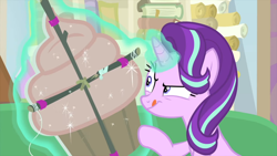 Size: 1280x720 | Tagged: safe, screencap, character:starlight glimmer, species:pony, episode:starlight the hypnotist, kite, solo, that pony sure does love kites, tongue out